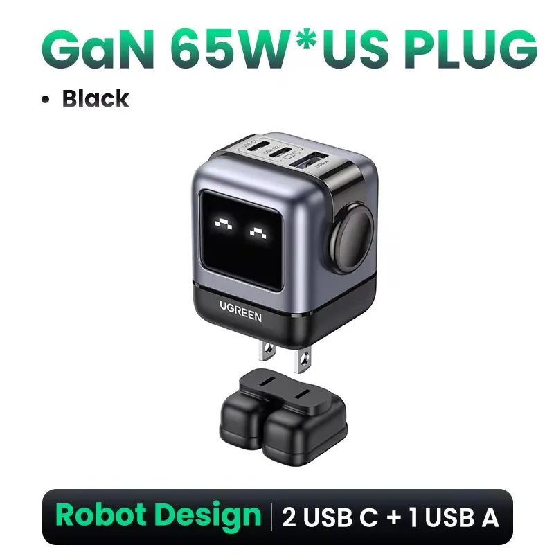 New！ 65W Gan Charger Robot Design Quick Charge 4.0 3.0 PPS PD Fast Charger for Iphone 15 14 13 Pro Macbook Laptop Tablet